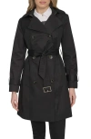 Cole Haan Signature Water Resistant Trench Coat With Removable Hood In Black
