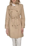 Cole Haan Signature Water Resistant Trench Coat With Removable Hood In Khaki