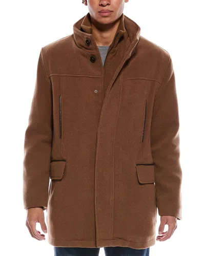 Cole Haan Signature Wool-blend Car Coat In Brown