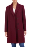 Cole Haan Signature Wool Blend Coat In Bordeaux