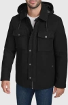 Cole Haan Signature Wool Blend Hooded Field Jacket In Black