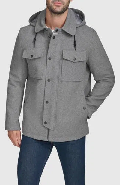Cole Haan Signature Wool Blend Hooded Field Jacket In Light Grey