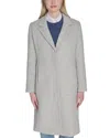 Cole Haan Single Breasted Notch Collar Coat In Gray