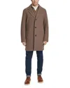 Cole Haan Regular Fit Stretch Wool Coat In Brown
