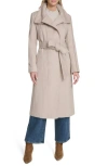 Cole Haan Slick Asymmetric Zip Wool Blend Coat In Neutral