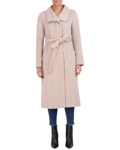 Cole Haan Slick Wool-blend Belted Coat In Neutral