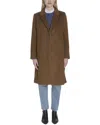 Cole Haan Slick Wool Blend Coat In Brown