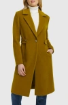 Cole Haan Slick Wool Blend Coat In Kiwi
