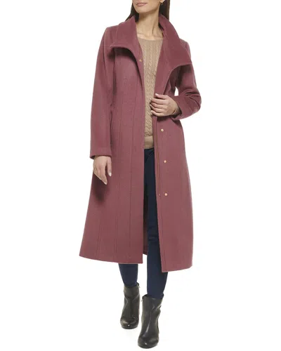 Cole Haan Slick Wool-blend Long Zip-up Coat In Pink