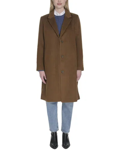 Cole Haan Slick Wool-blend Coat In Brown