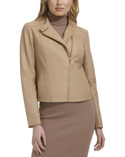 Cole Haan Smooth Lamb Jacket In Brown