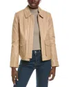 Cole Haan Women's Leather Zip-front Collared Coat