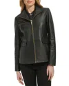 Cole Haan Stand Collar Leather Jacket