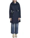 Cole Haan Soft Twill Coat In Blue