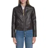 Cole Haan Stand Collar Leather Bomber Jacket In Black