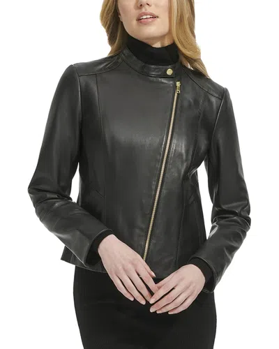 Cole Haan Stand Collar Racer Jacket In Black
