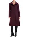 Cole Haan Stand Collar Wool-blend Pant Coat In Burgundy