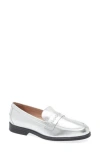 Cole Haan Stassi Embellished Stud Loafer In Silver Leather