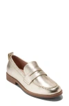 Cole Haan Stassi Penny Loafer In Soft Gold Leather