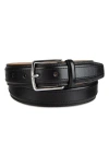 Cole Haan Stitched Leather Belt In Black