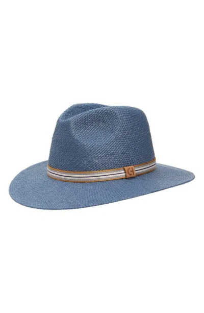 Cole Haan Straw Fedora Hat In Evening Blue
