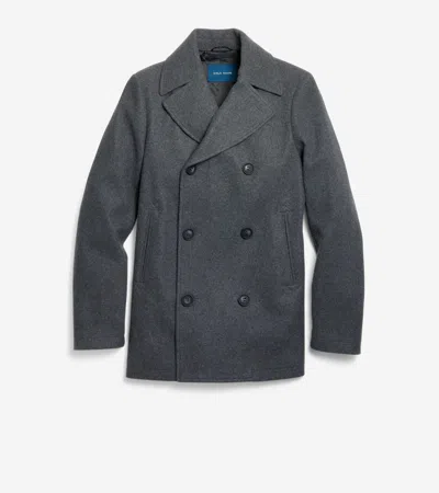 Cole Haan Stretch Wool Peacoat In Charcoal