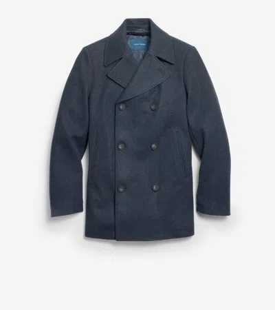 Cole Haan Stretch Wool Peacoat In Navy