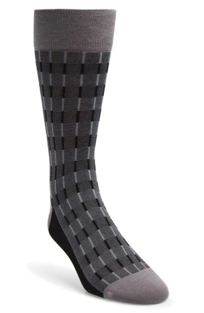 Cole Haan Stripe Cotton Blend Dress Socks In Black