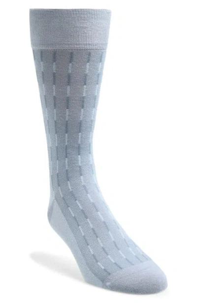 Cole Haan Stripe Cotton Blend Dress Socks In Blue
