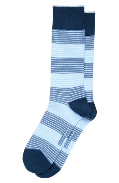 Cole Haan Stripe Dress Socks In Blue
