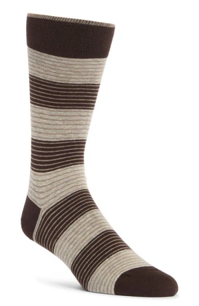 Cole Haan Stripe Dress Socks In Brown Multi