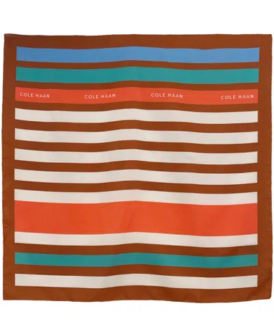 Cole Haan Striped Square Scarf In British Tan