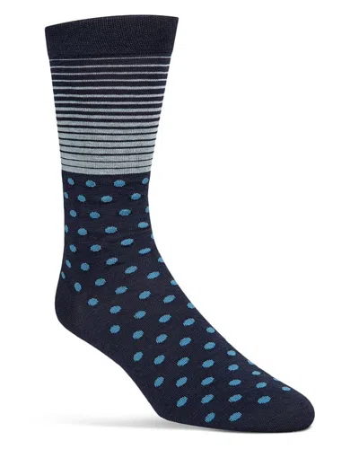 Cole Haan Stripes & Dots Socks In Marine Blue