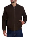 Cole Haan Suede Bomber Jacket In Dark Chocolate