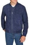 Cole Haan Suede Bomber Jacket In Navy
