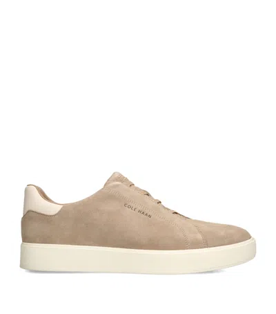 Cole Haan Suede Grandprø Luxe Slip-on Trainers In Beige