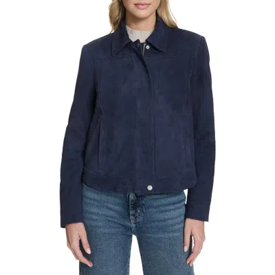 Cole Haan Suede Jacket In Navy