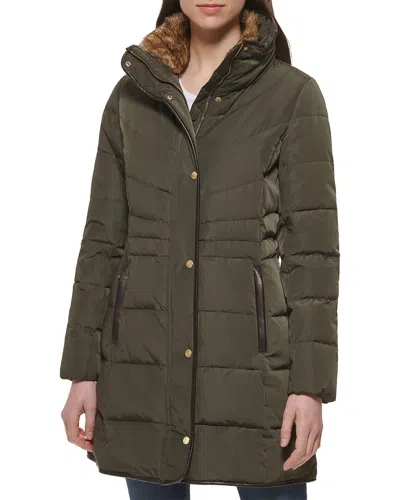 Cole Haan Taffeta Down Coat In Green