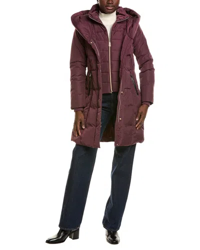 Cole Haan Taffeta Down Coat In Burgundy