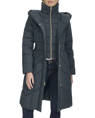 Cole Haan Signature 40in Taffeta Down Coat With Hood In Grey