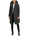 Cole Haan Taffeta Down Zip Front Coat In Black