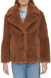 Cole Haan Teddy Wool Blend Faux Fur Jacket In Toffee