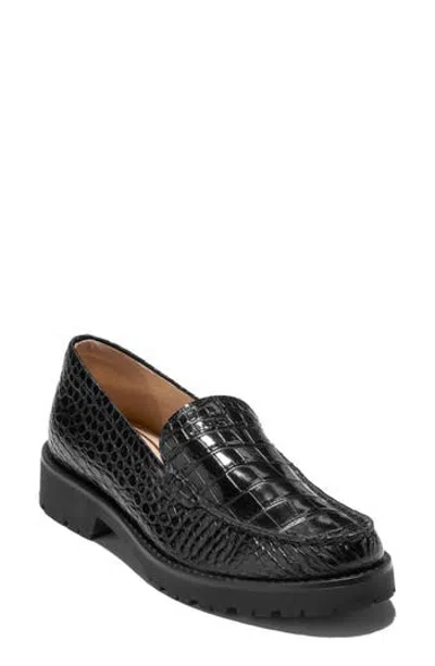 Cole Haan Thelle Croc Embossed Loafer In Black
