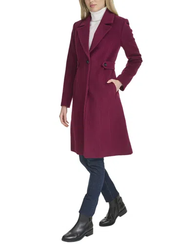 Cole Haan Timeless Wool-blend Coat In Purple