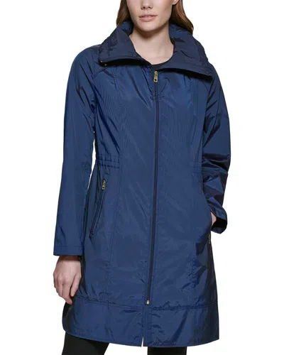 Cole Haan Travel Packable Rain Jacket In Blue