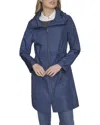 Cole Haan Travel Packable Hooded Rain Jacket In Blue