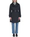 Cole Haan Twill Belted Coat In Blue