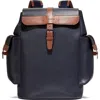 Cole Haan Triboro Leather Backpack In Navy/new British Tan