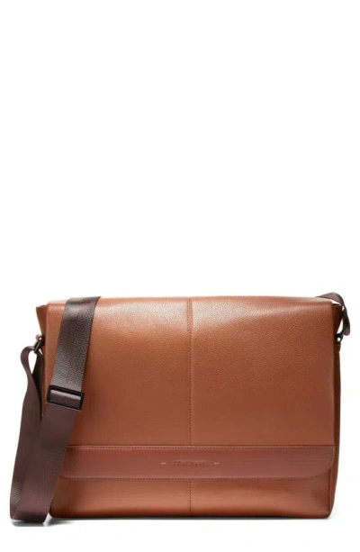 Cole Haan Triboro Leather Messenger Bag In Burgundy