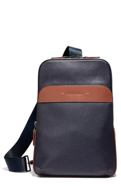 Cole Haan Triboro Leather Sling In Navy/new British Tan